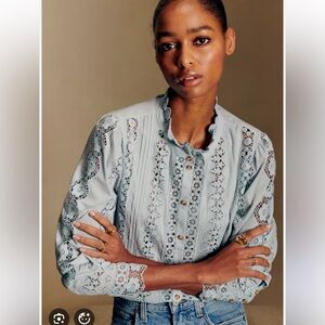 Sezane Rym Shirt in Vintage Blue - FR 40